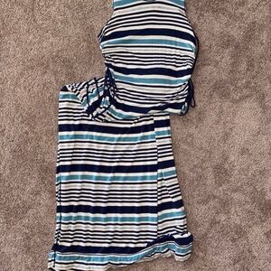 Max Studio Blue and White Striped Maxi Dress